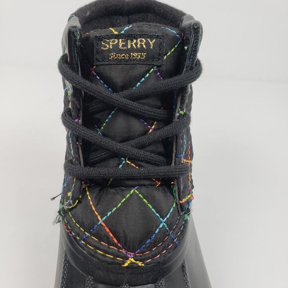 Sperry Port Rainbow Toddler Girls Size 12 Black Quilted Casual Duck Rain Boots - Picture 9 of 11